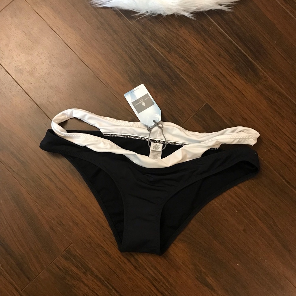 EVERYDAY SUNDAY Bikini Bottoms Swimwear Bathing Suit Black and White Cut Outs